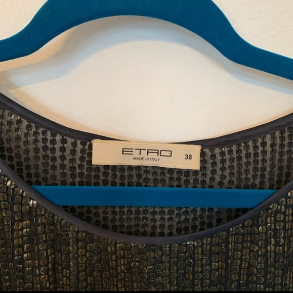 ETRO Italian Designer Black Gold Sequins Party Cocktail NYE Dress Pocket 4 Small - Picture 3 of 17